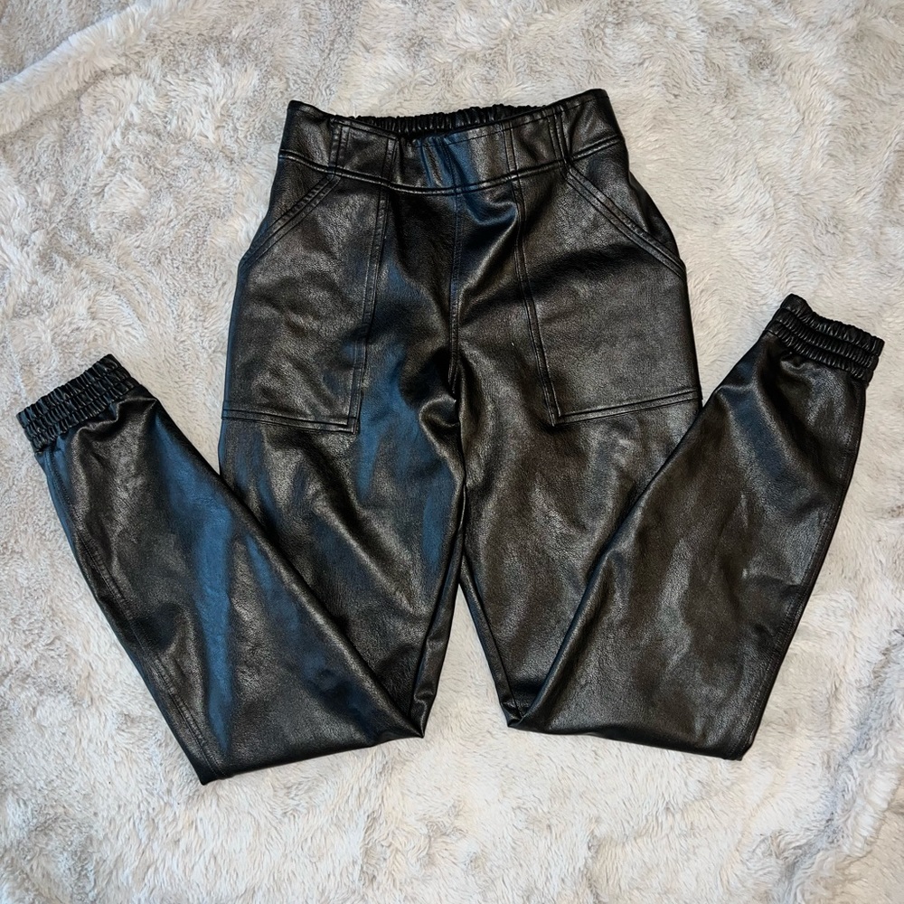 Faux leather joggers